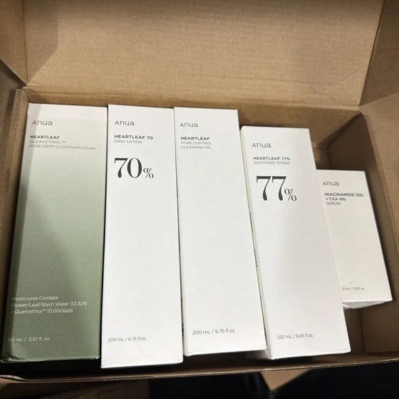 Set Of 5 Anua Niacinamide 10% TXA 4% Serum Heartleaf Toner Lotion Cleansing oil